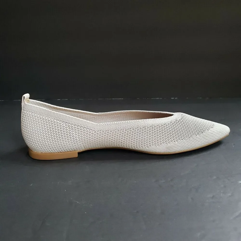 Everlane 40 Hour ReKnit Ballet Flats Womens Size 11 Light Stone Knit Pointed Toe